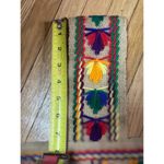 VTG 70's Burlap Purse Bag Tote Multi Color Embroidery BOHO Hippie 14" Aztec Photo 5
