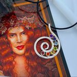 Chakra Spiral Of Life Gemstone Sterling Silver Pendant Necklace Photo 1