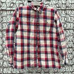 Duluth Trading Company red blue cream button down flannel cotton shirt Photo 0