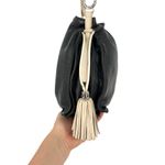 Brighton Black Leather Bucket Slouch Bag White Tassels Silver Charms Photo 7
