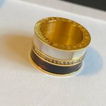 Michael Kors 🤎🤍 Size 6 Gold Plated Tortoise Shell Mother of Pearl Crystal Tri Stack Ring 🤍🤎 Photo 12