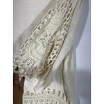 Forgotten Grace Crochet Trim Gauze Tunic Top Boho Hippie Beach Cream Size L Photo 3