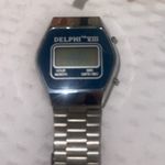 Vintage Delphi TM VIII Digital LCD Wrist Watch Silver Tone Womens Blue Face. Photo 1