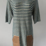 Anthropologie 9-H15 STCL Teal Ivory Striped Textured Tunic Dress L (b46) Photo 0