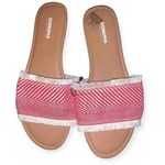 Sonoma  Isabelle Red Cream Fabric Fringed Slides Sandals Photo 0
