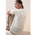 Anthropologie Tiny Dainty Ethereal Eyelet Lace Top Tee XS Ivory Cream Neutral Photo 1
