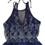 Social Code navy and silver sparkle halter illusion dress lined size 0 Blue Photo 6