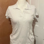 Cynthia Rowley #181 WHITE V-NECK POLO STYLE BLOUSE TOP SIZE LARGE Photo 0