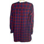 Divided H&M  Womens Size 8 Plaid Shirt Dress Red Navy Long Sleeve Button Down Photo 3