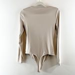Abercrombie & Fitch Long-Sleeve Ruched V-Neck Bodysuit Cream Medium Photo 3