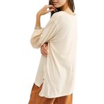 Free People  Jade Top Scoop Neck Long Balloon Sleeve Peasant Blouse Ivory Small Photo 1