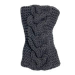 Dark Gray Vegan Chunky Knit Bow Headband Ear Warmer Photo 3
