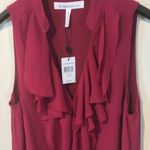BCBGeneration  women's XS garnett red v-neck summer sleeveless ruffled tent dress Photo 2