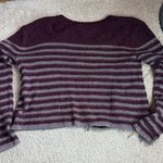 BP. Burgundy & Grey Striped Extremely Distressed Sweater. Size Small Photo 8