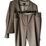 Ann Taylor  16P Womens Brown Tweed Blazer Pants Suit Set Career Office Wool Blend Photo 0