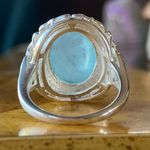 Natural Aquamarine Sterling Silver Cocktail Ring Size 6.75 Photo 4