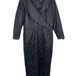 Lily & Taylor Black Lace Formal Dress Women’s 6 Satin Shawl Collar Midi Evening Size 20W Photo 0