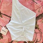 superdown revolve white one shoulder lace up tie crop top Photo 6
