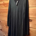 Loft Gray Casual Midi Sweater Dress with Long Sleeves and V-Neck Photo 1