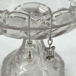 Wine & Cork Remover Novelty Dangle Earrings Silvertone Bachelorette Party Silver Photo 0
