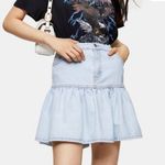 Topshop  Rara Ruffle Hem cutoff Denim Skirt us2 Photo 1