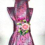 “Dainty Dapper”Pink Patterned necktie necklace with Floral Accent Pink Photo 1