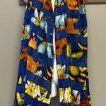 ZARA  Heather Blue Vibrant Floral Frayed Watercolor Scarf/Wrap- app 77” by 41” Photo 0