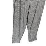 Max Studio  Vertical Striped Crop Pants Sz Large Gray White Linen Blend Straight Photo 2