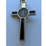 Vintage Ebony Inlay Crucifix Pendant 3" Jesus Christ Pectoral cross Pendant Black Photo 4