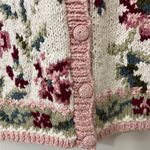 VTG Chunky Floral Embroidered Cardigan M Cottagecore Grannycore Boho 90's NWT Pink Size M Photo 7