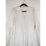 Faherty Dress White Mini Gauze Kasey V Neck Tiered Flared Coastal Cowgirl Medium Photo 9