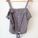 Ultra Flirt  Black White Checkered Plaid Cold Shoulder Tie Front Top XL Photo 0