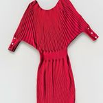 Cache  Women's Sweater Dress Size M Red Bodycon Ribbed  Sheath Boat‎ Neck Photo 7
