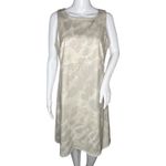 Garnet Hill Dress Womens Medium Gray Cream Fit & Flare Office Neutral Minimalist Photo 0