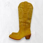 NEW Mustard Yellow Faux Suede Flame Stitched Western Cowgirl Boots US 6 Photo 1