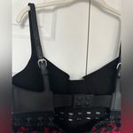 MONSE Hook & Eye Cutout Leather & Wool Houndstooth Minidress Photo 7