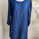 Flax Vibrant Blue Linen Shift Dress Photo 0