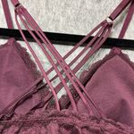 Aerie  Bralette Medium Lace Burgundy Cross Back Strappy‎ Photo 6