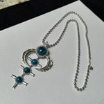 Dress Up Signed MMS Silver Tone / Turquoise Blue Color Statement  Necklace Photo 0