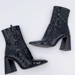 Topshop Hurricane Croc Embossed Bootie Black Patent Glossy Women's Size 40 / 9.5 Photo 11