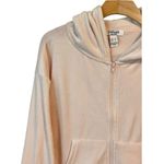 Refuge  Hoodie Jacket Womens M Pink Velour Velvet Full Zip Rinestone LOVE NEW Photo 1