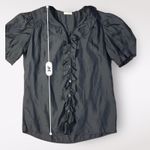 Miu Miu  Vintage Y2K Black‎ Silk Puff Sleeve Ruffled Top Size EU 42 doll goth Photo 3