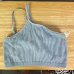 Aerie  One Shoulder Ribbed Crop Top Light Blue Size Large Photo 0