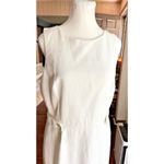 Size 12 J.Crew Factory White Sheath Dress‎ Cotton Career Sleeveless Lined Photo 3