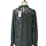 Cable & Gauge  Dry Oregano Lace Babydoll Mock Neck Top Size M Photo 5