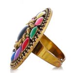 New Bohemian Adjustable Ring Unique Big Round Multi color Enamel Photo 6