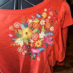 Umgee embroidered boho flowy orange S ruffled blouse Photo 1