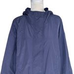 Eileen Fisher Women’s Lightweight Rain Jacket Blue Hooded Zip Snap Pockes Photo 1