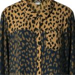 Venus Colorblock Leopard Print Long Sleeve Blouse Photo 3