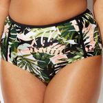 SWIMSUITS FOR ALL | High Waist Piped Swim Brief Bottoms Camo Leaves | Size 22 Black Photo 0